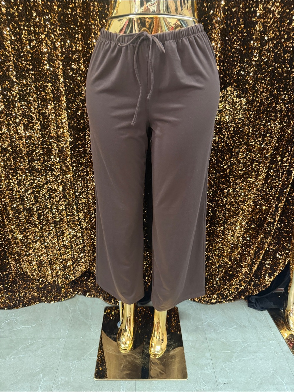 H&M Wide-Leg Drawstring Pants - Chocolate Brown